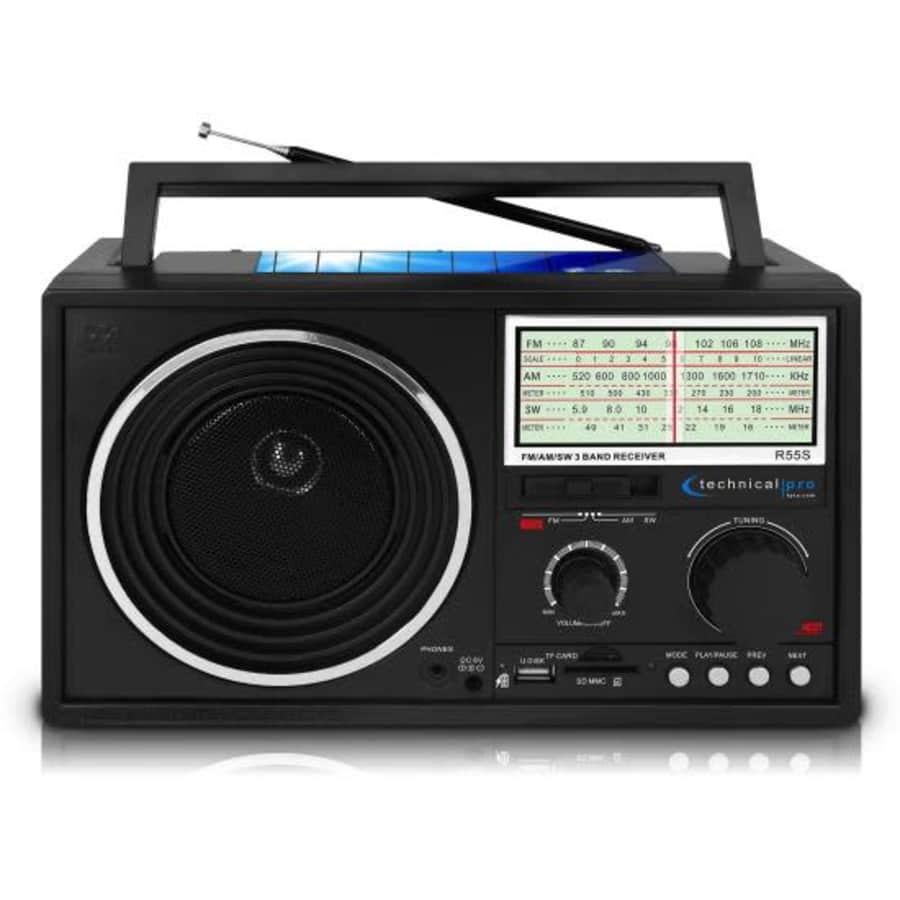Technical Pro Portable Solar Shortwave AM/FM Radio for $40