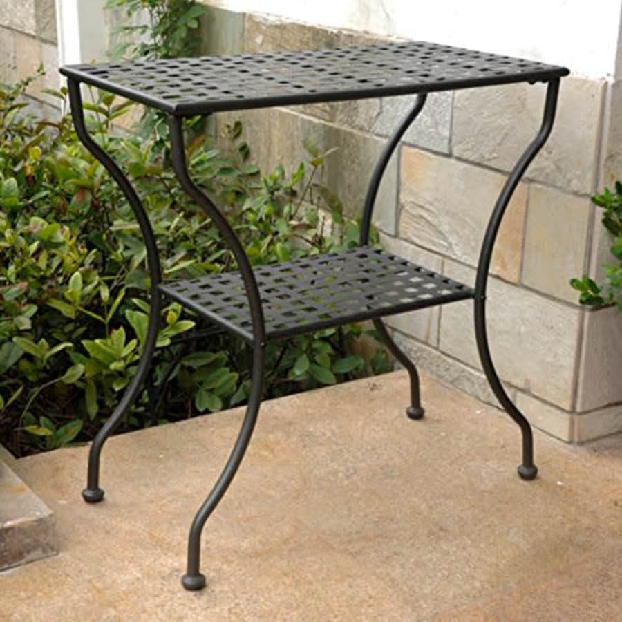 International Caravan 74361 Iron 2-Tier Patio Side Table, Antique Black for $89 International Caravan 74361 Iron 2-Tier Patio Side Table, Antique Black for $89