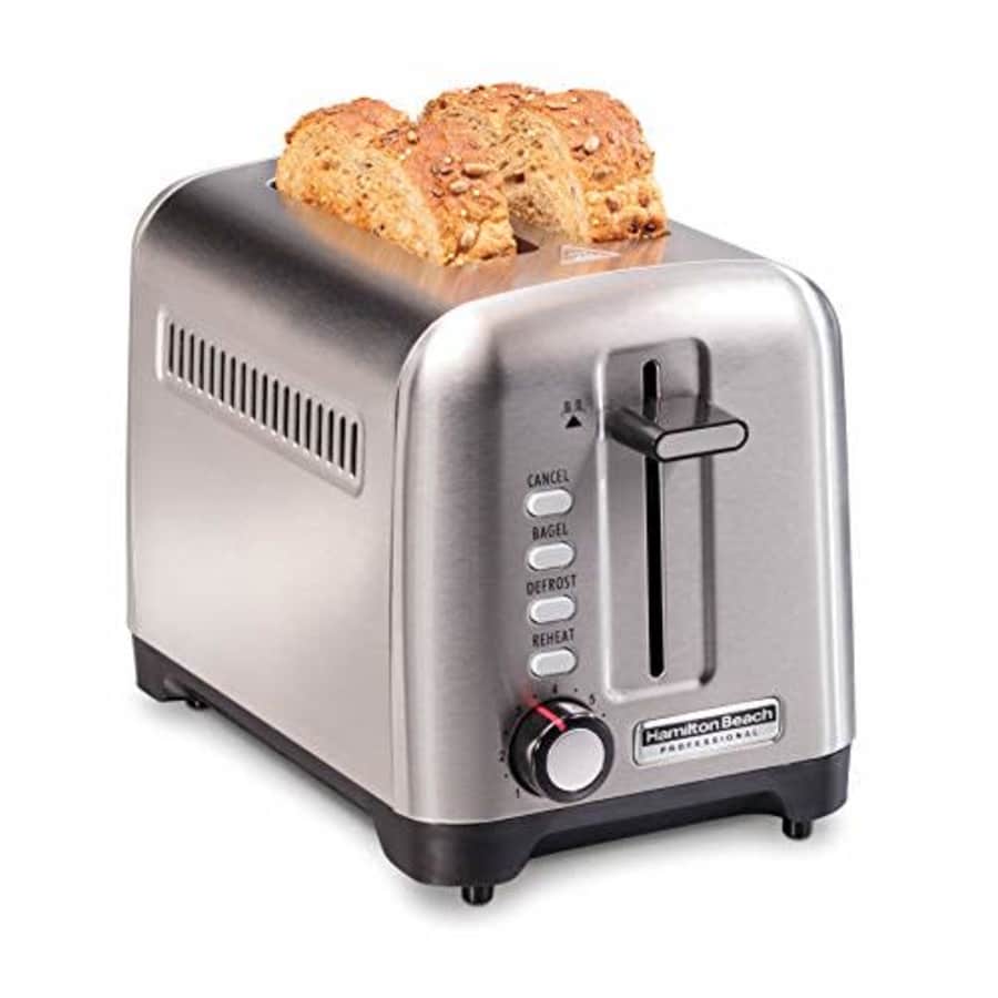 Hamilton Beach Professional 2 Slice Toaster, with Bagel, Defrost & Reheat Settings, Stainless Steel for $54 Hamilton Beach Professional 2 Slice Toaster, with Bagel, Defrost & Reheat Settings, Stainless Steel for $54