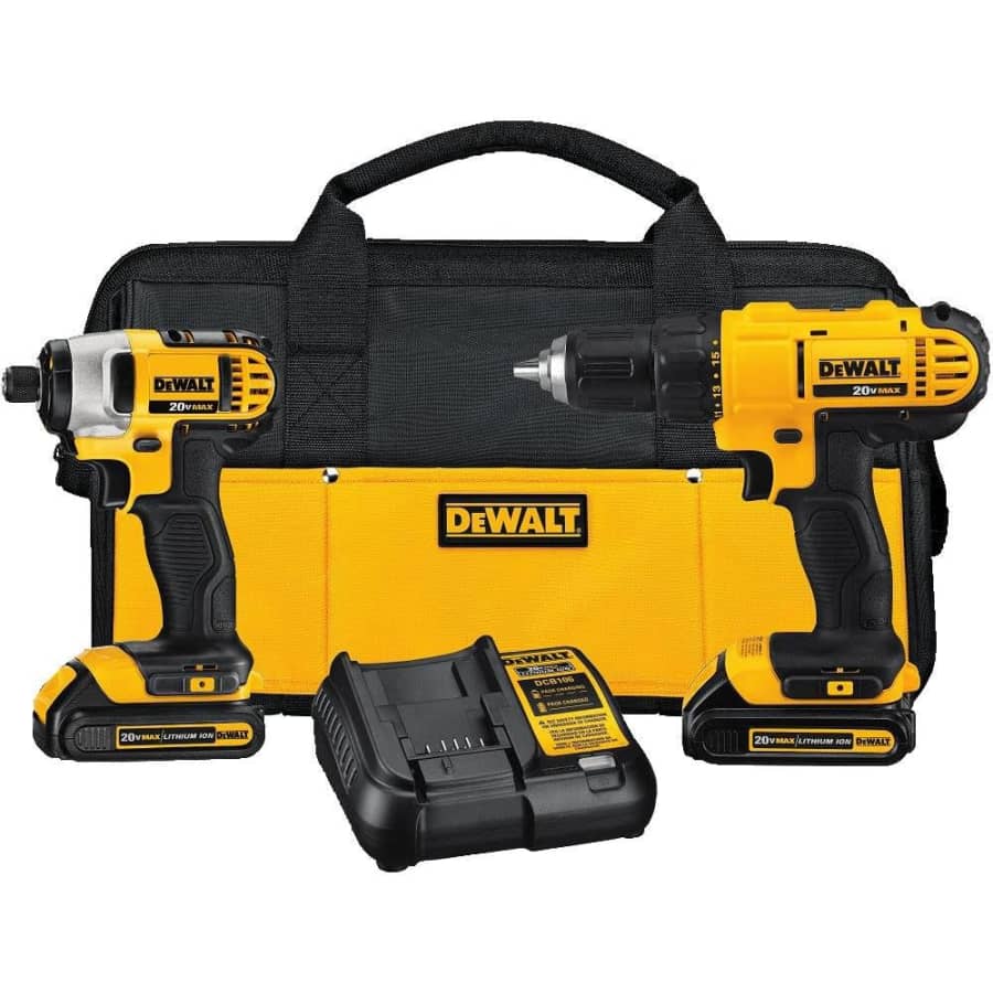 DeWalt 20V MAX Cordless Drill and Impact Driver Combo Kit: $124