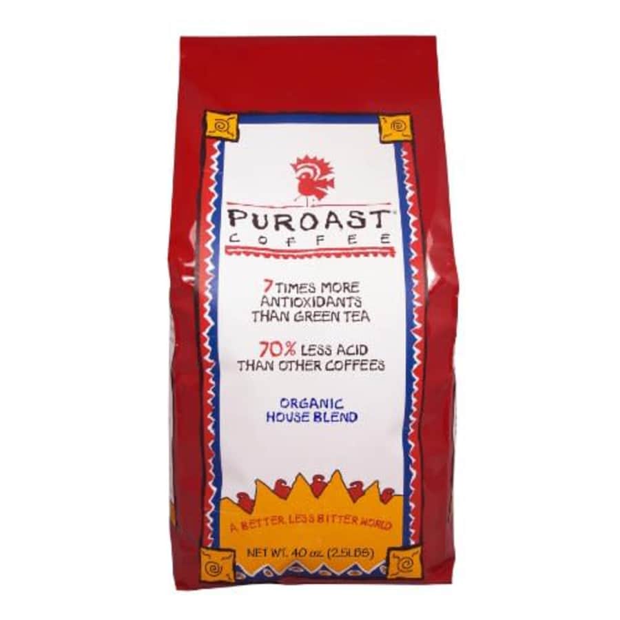 Puroast Coffee Puroast Low Acid Coffee Organic House Blend Whole Bean, 2.5 Lb Bag, House Blend, 2.5 for $52