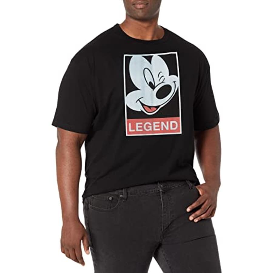 Disney Big & Tall Classic Mickey Legend Men's Tops Short Sleeve Tee Shirt, Black, X-Large Tall for $22