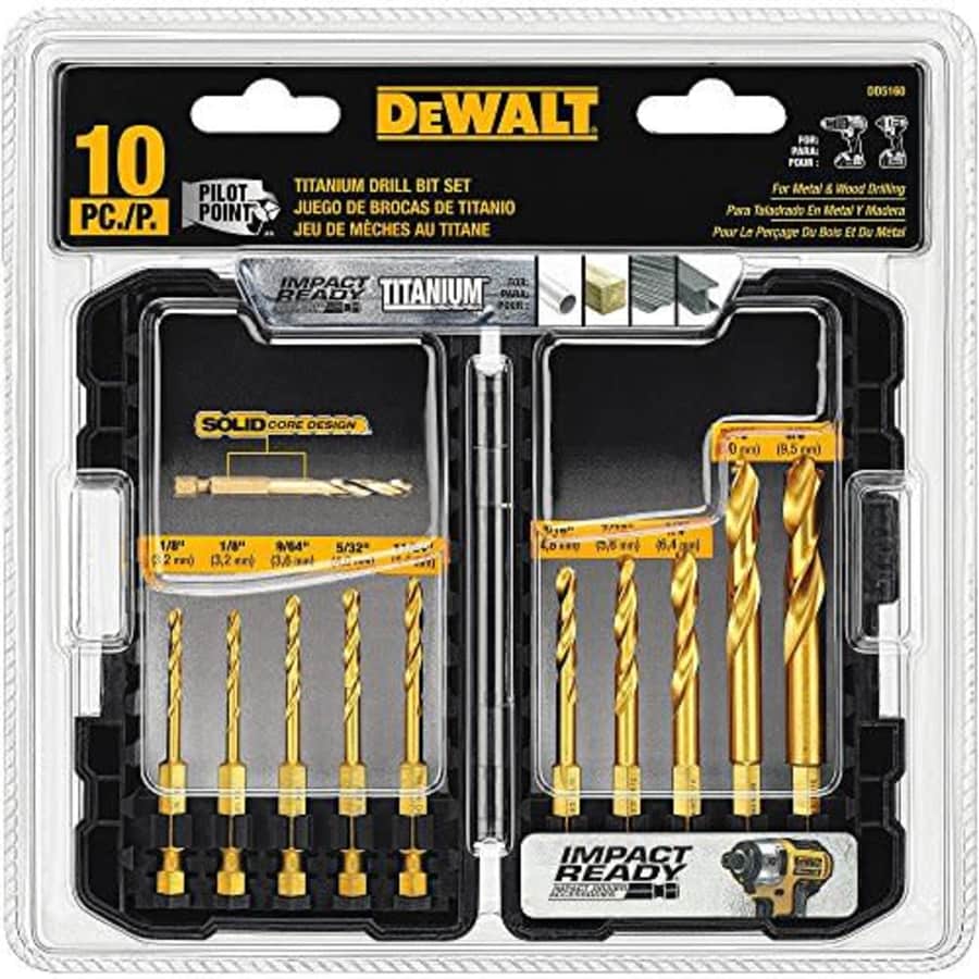 DeWalt Impact Ready 10-Piece Titanium Drill Bit Set for $37