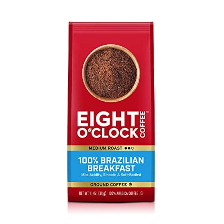 Eight O'Clock Coffee 100% Brazilian Breakfast, Medium Roast, Ground Coffee, 11 Ounce (Pack of 1), for $18