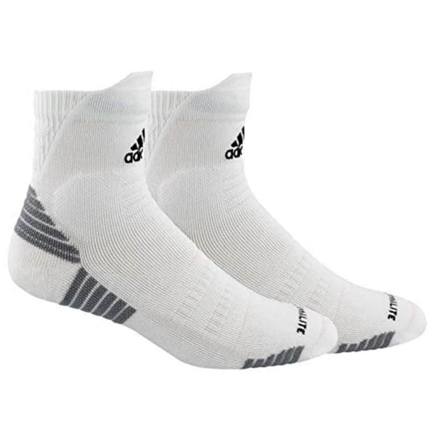 adidas Unisex-US Alphaskin Maximum Cushioned High Quarter Socks (1-Pair), White/Black/Light Onix, for $12