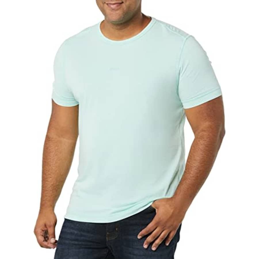 BOSS Men's Garment Dyed Jersey Small Logo T-Shirt, Mint Ocean, L for $17 BOSS Men's Garment Dyed Jersey Small Logo T-Shirt, Mint Ocean, L for $17