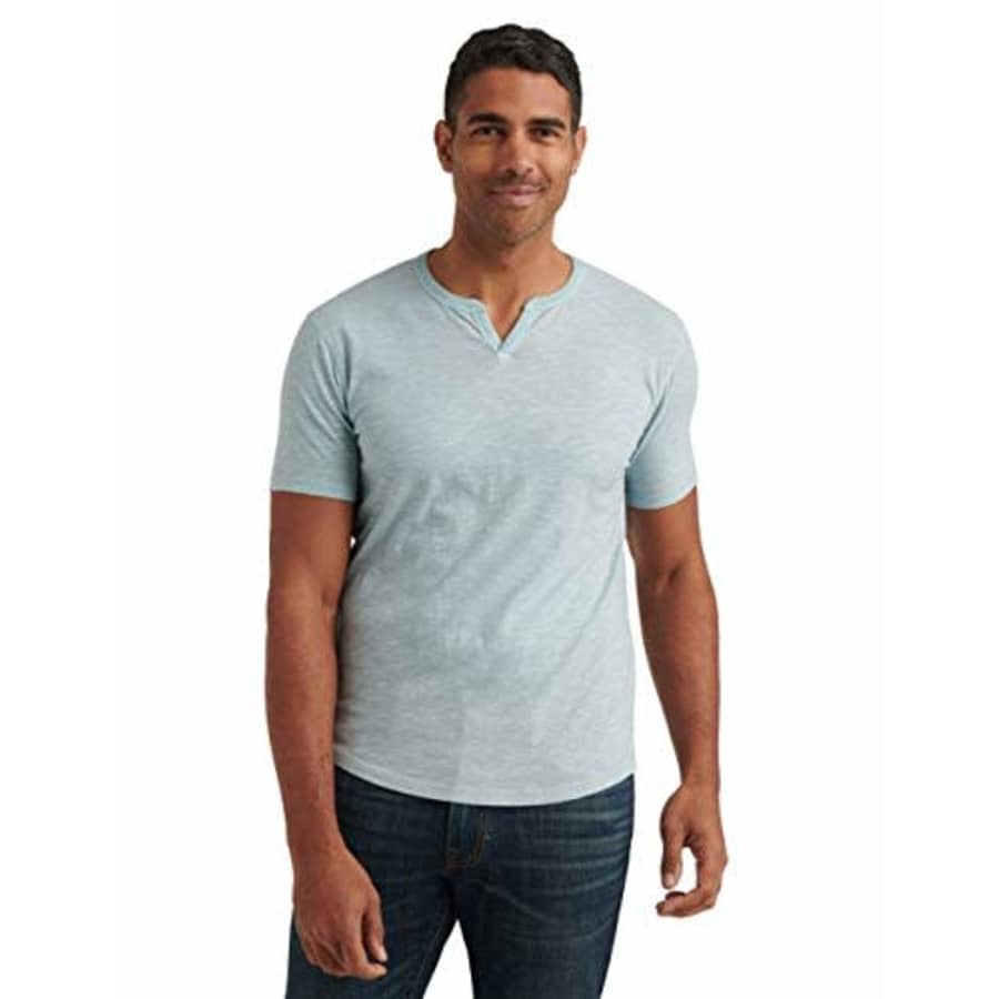 Lucky Brand Men's Short Sleeve Notch Neck Slub Tee Shirt, Omphalodes, S for $12 Lucky Brand Men's Short Sleeve Notch Neck Slub Tee Shirt, Omphalodes, S for $12