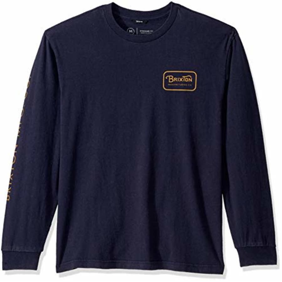 Brixton Men's Grade IV Standard FIT Long Sleeve T-Shirt, Washed Navy, XS for $30