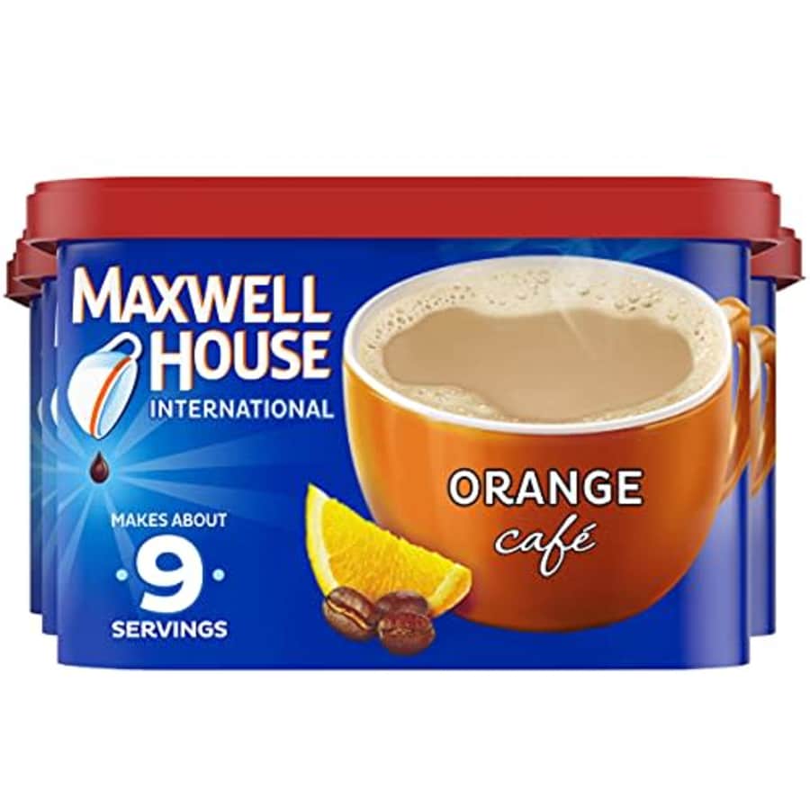 Maxwell House International Cafe Orange Instant Coffee (9.3 oz Canisters, Pack of 4) for $34 Maxwell House International Cafe Orange Instant Coffee (9.3 oz Canisters, Pack of 4) for $34