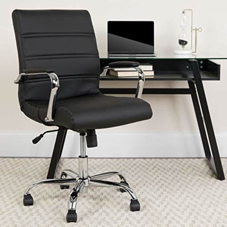 Flash Furniture Mid-Back Black LeatherSoft Executive Swivel Office Chair with Chrome Base and Arms for $134