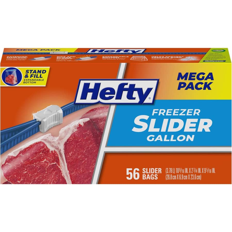 Hefty Slider Gallon Size Freezer Storage Bags 56-Pack for $6.44 via Sub & Save Hefty Slider Gallon Size Freezer Storage Bags 56-Pack for $6.44 via Sub & Save