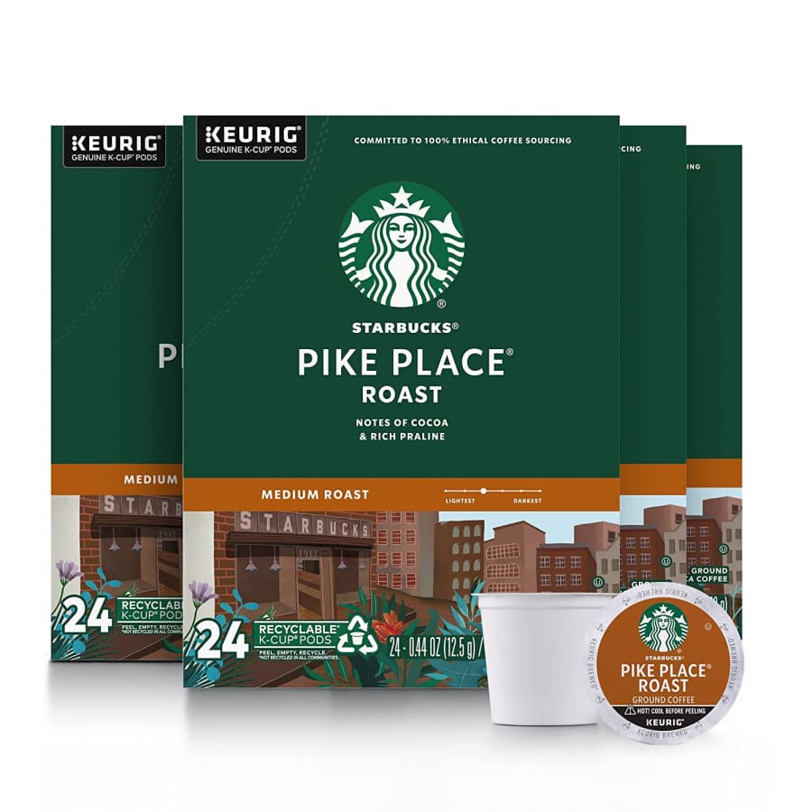 Starbucks Pike Place Roast K-Cup Coffee Pods 96-Pack for $37 via Sub & Save Starbucks Pike Place Roast K-Cup Coffee Pods 96-Pack for $37 via Sub & Save