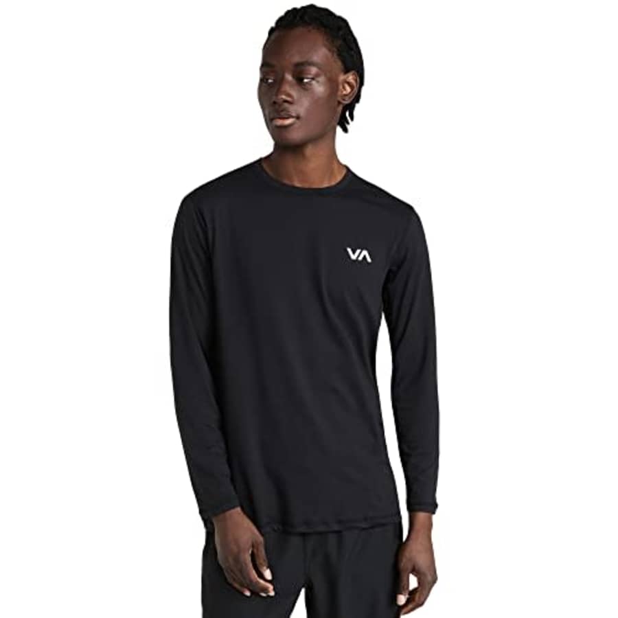 RVCA Men's Sport Vent Long Sleeve Crew Neck T-Shirt, Black, X-Large for $55