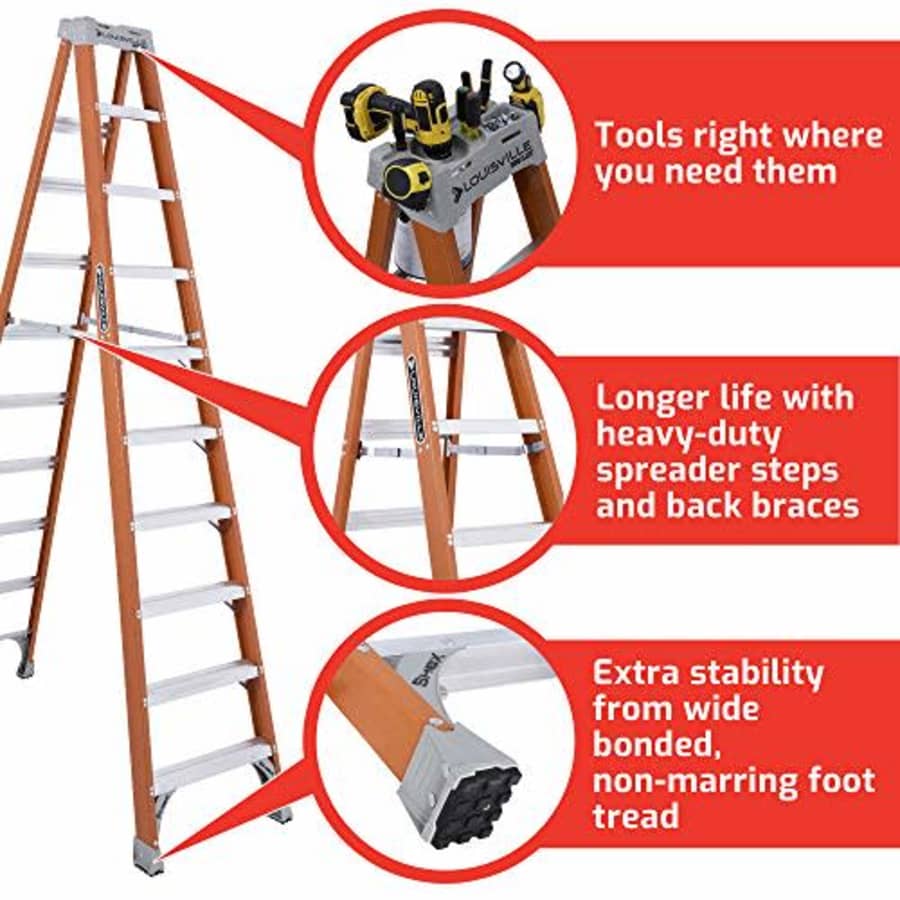 Louisville Ladder FS1510 Fiberglass Step Ladder, 10 Feet, Orange for $326