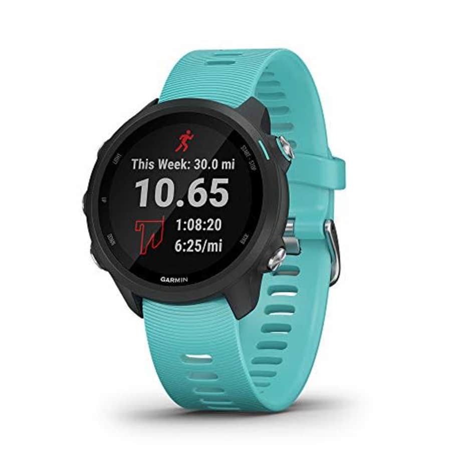 Garmin Forerunner 245 Music, GPS Running Smartwatch with Music and Advanced Dynamics, Aqua for $380