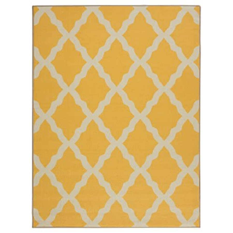 Ottomanson Glamour Collection Non-Slip Moroccan Trellis Design Area Rug, 5'0" X 6'6", Yellow for $43