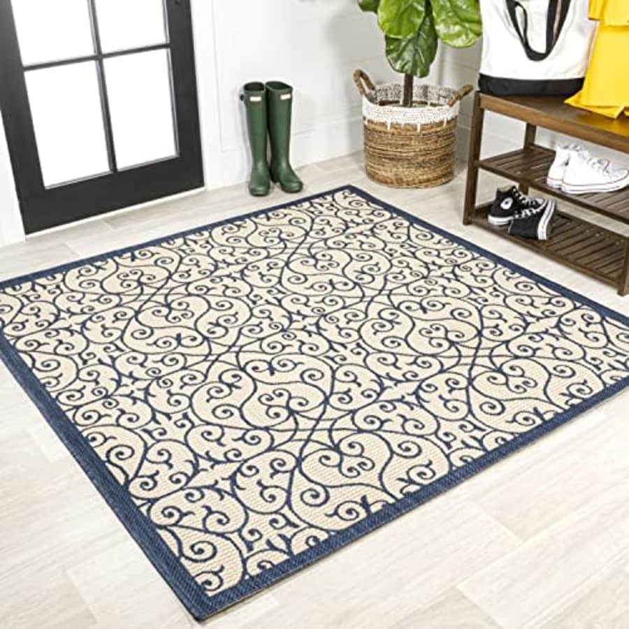 JONATHAN Y SMB107G-5SQ Madrid Vintage Filigree Textured Weave Indoor Outdoor Area Rug, for $36
