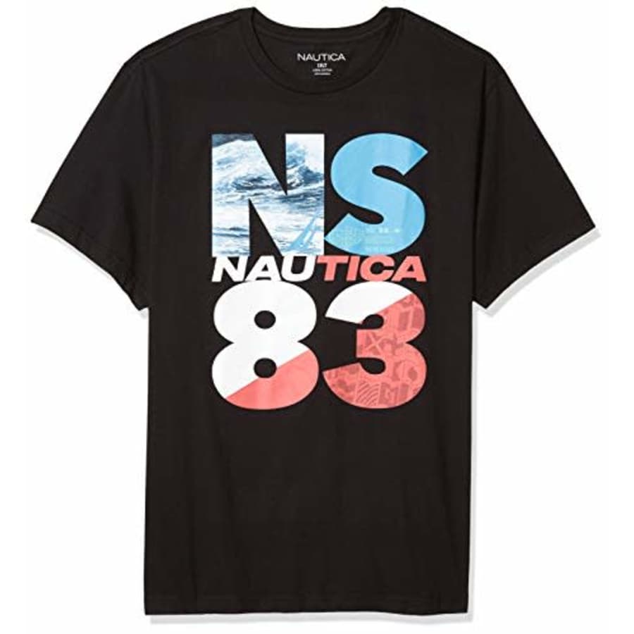 Nautica Men's Tall Short Sleeve 100% Cotton Jersey Graphic T-Shirt, True Black, 1X Big for $13 Nautica Men's Tall Short Sleeve 100% Cotton Jersey Graphic T-Shirt, True Black, 1X Big for $13