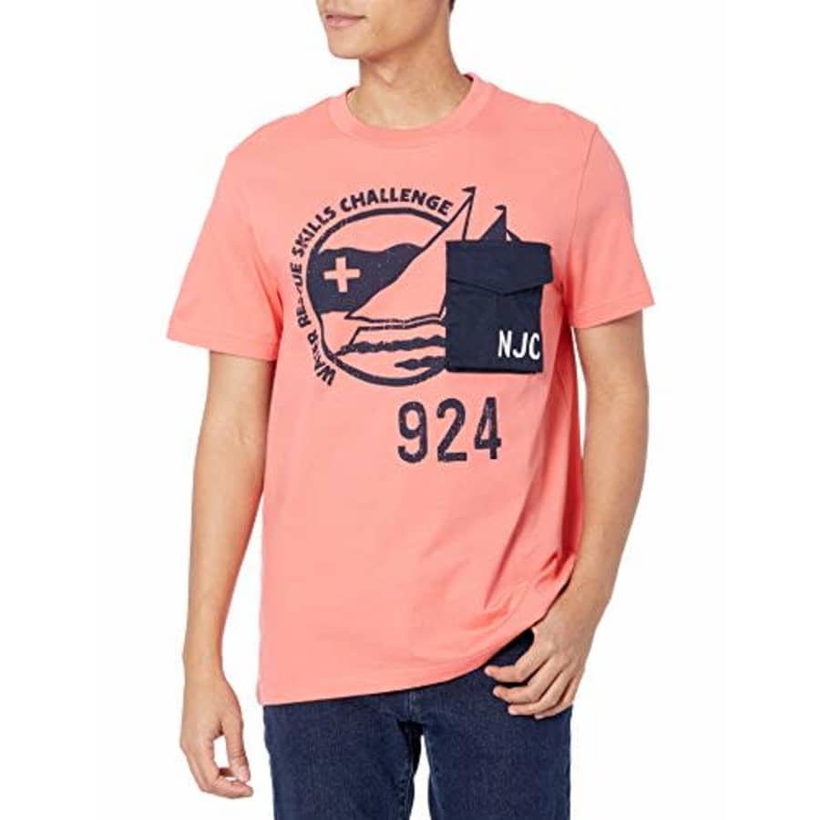 Nautica Jeans Co. Men's Graphic Pocket T-Shirt, Sugar Coral, XX-Large for $13