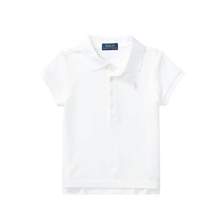 Polo Ralph Lauren Kids Girl's Short Sleeve Mesh Polo Shirt (Little Kids) White 6X Little Kids for $55