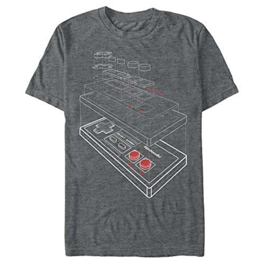 Nintendo Men's T-Shirt, Char HTR, Small for $18