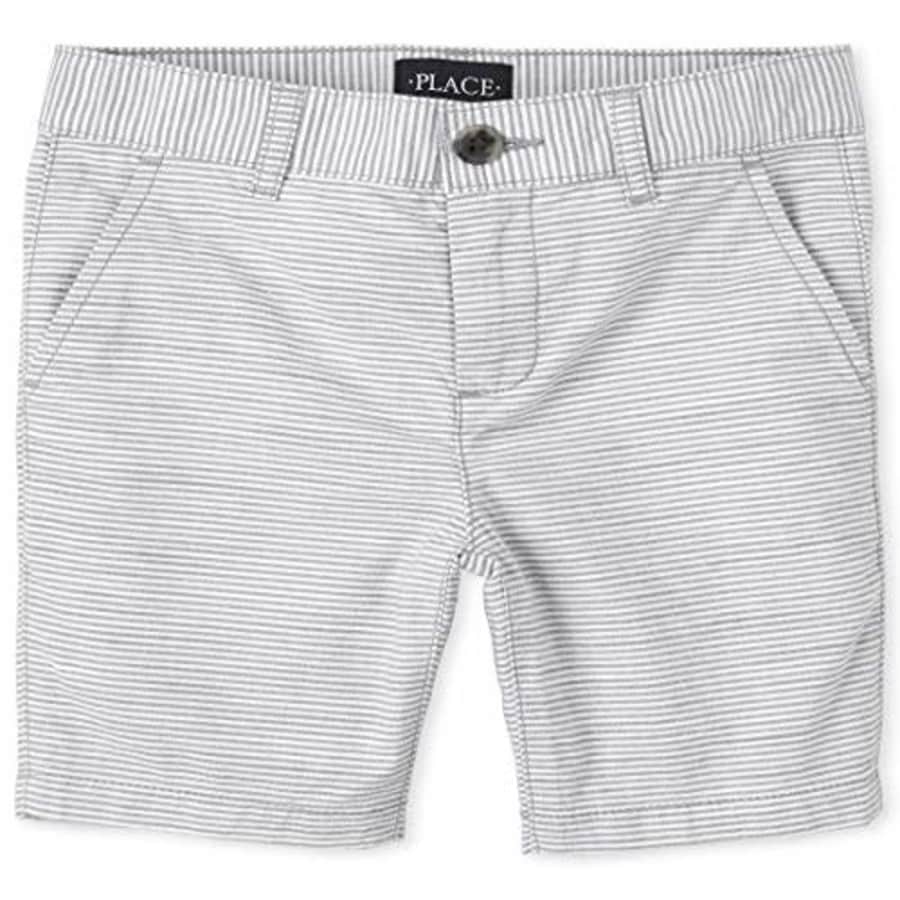 The Children's Place Boys Striped Chino Shorts, FIN Gray, 10 for $15