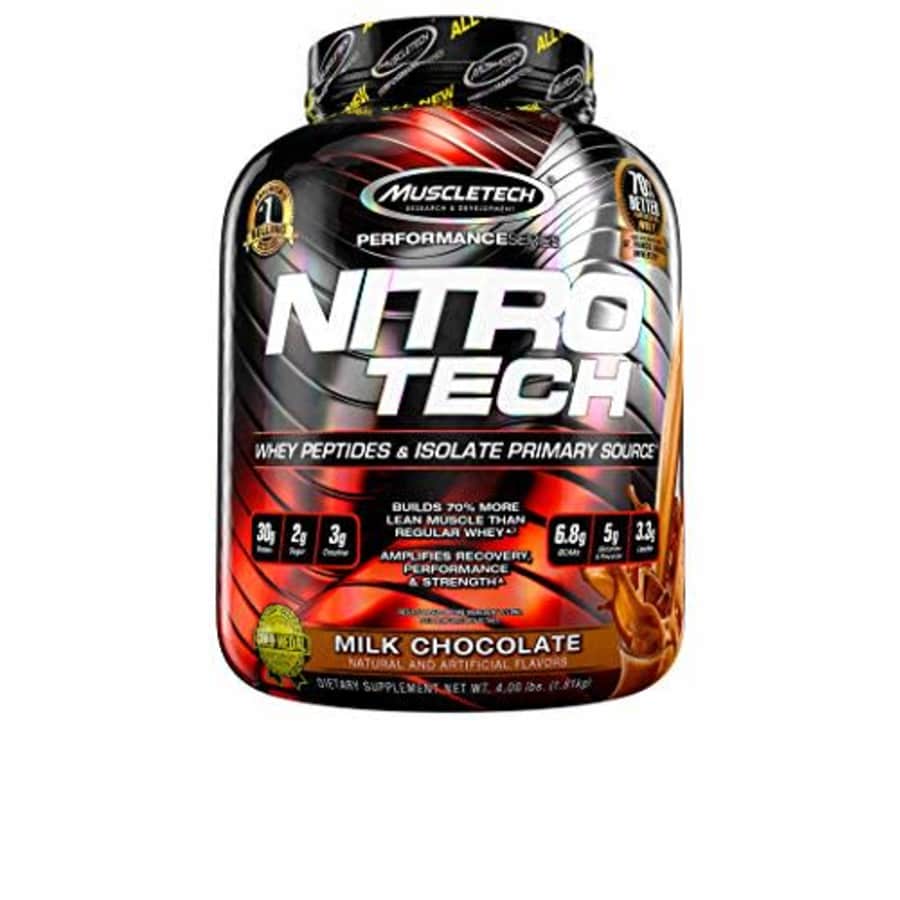 MuscleTech NitroTech Protein Powder Plus Muscle Builder, 100% Whey Protein with Whey Isolate, Milk for $55