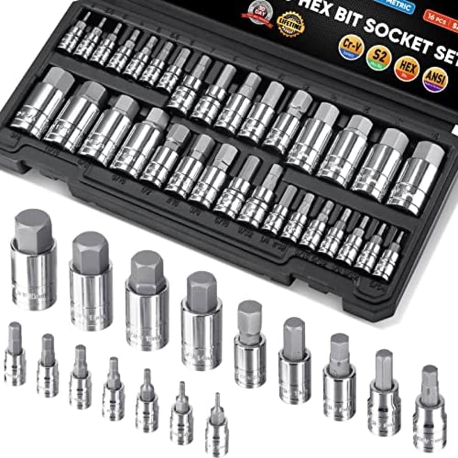 Ticonn 32-Piece SAE and Metric Hex Bit Socket Set for $27