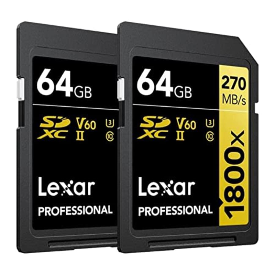 Lexar Professional 1800x SDXC UHS-II Card Gold Series, 270 MB/s Read, 180 MB/s Write, Designed for for $60 Lexar Professional 1800x SDXC UHS-II Card Gold Series, 270 MB/s Read, 180 MB/s Write, Designed for for $60