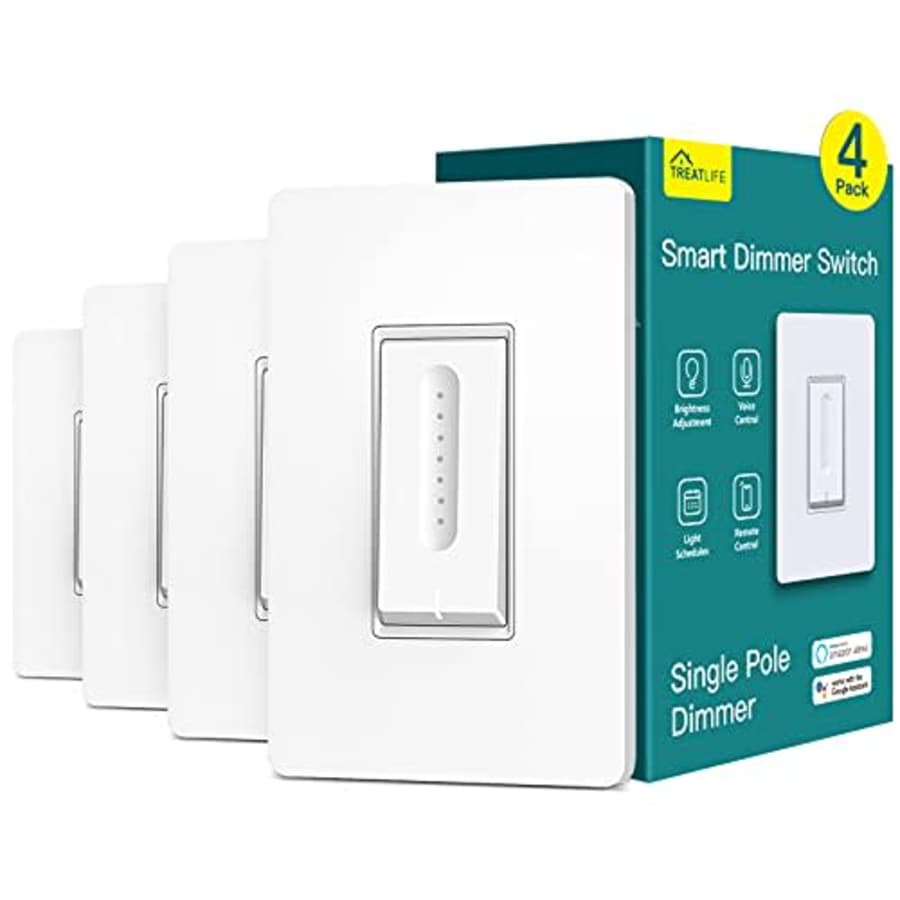 Smart Dimmer Switch 4 Pack, Treatlife Smart Light Switch Works with Alexa and Google Home, 2.4GHz for $70 Smart Dimmer Switch 4 Pack, Treatlife Smart Light Switch Works with Alexa and Google Home, 2.4GHz for $70