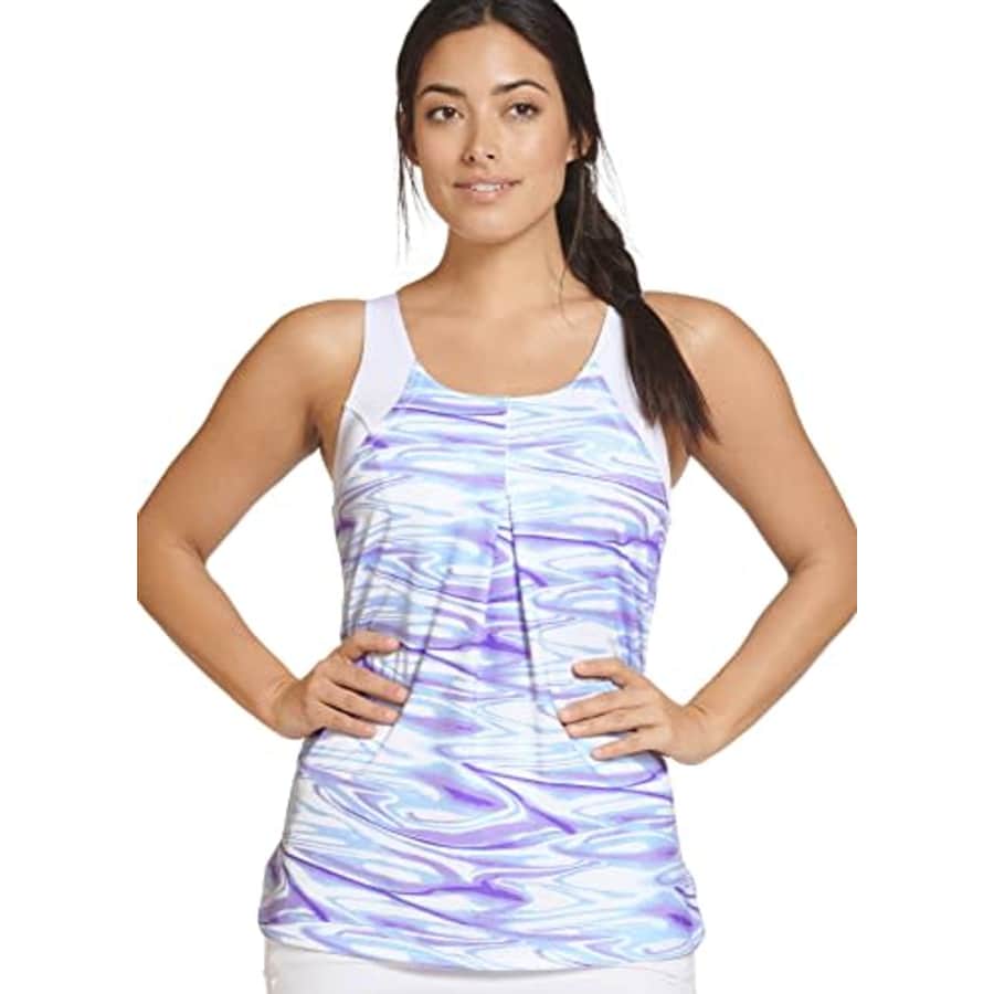 Jockey Women's Activewear 2-in-1 Layered Crossback Tank, Swirling Satin White Ground, L for $10 Jockey Women's Activewear 2-in-1 Layered Crossback Tank, Swirling Satin White Ground, L for $10