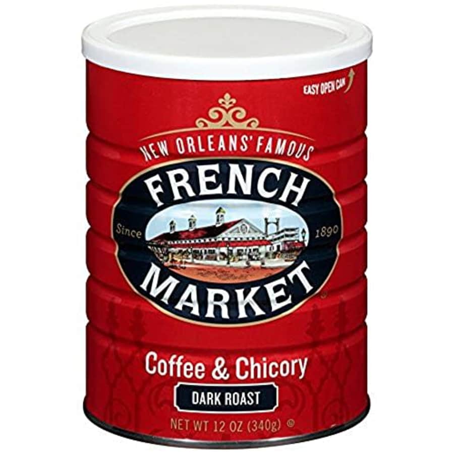 French Market Coffee, Coffee and Chicory, Dark Roast Ground Coffee, 12 Ounce Metal Can for $34