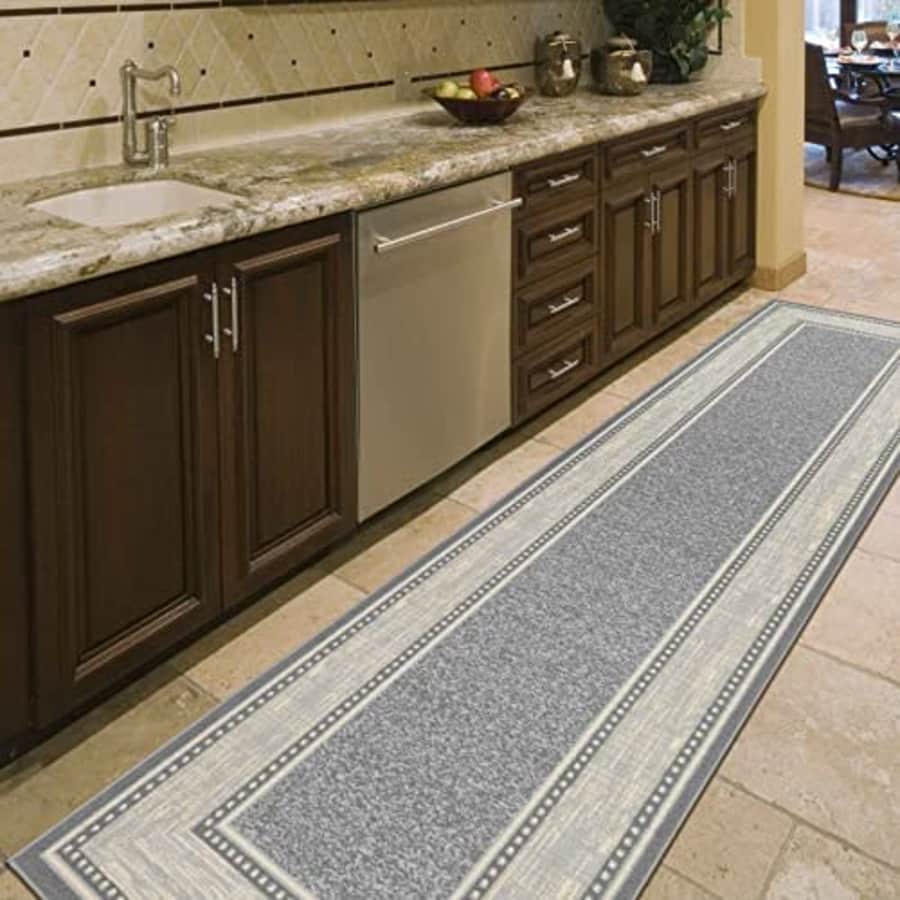 Ottomanson Ottohome Collection Non-Slip Rubberback Bordered Design 3x10 Indoor Runner Rug, 2'7" x for $42