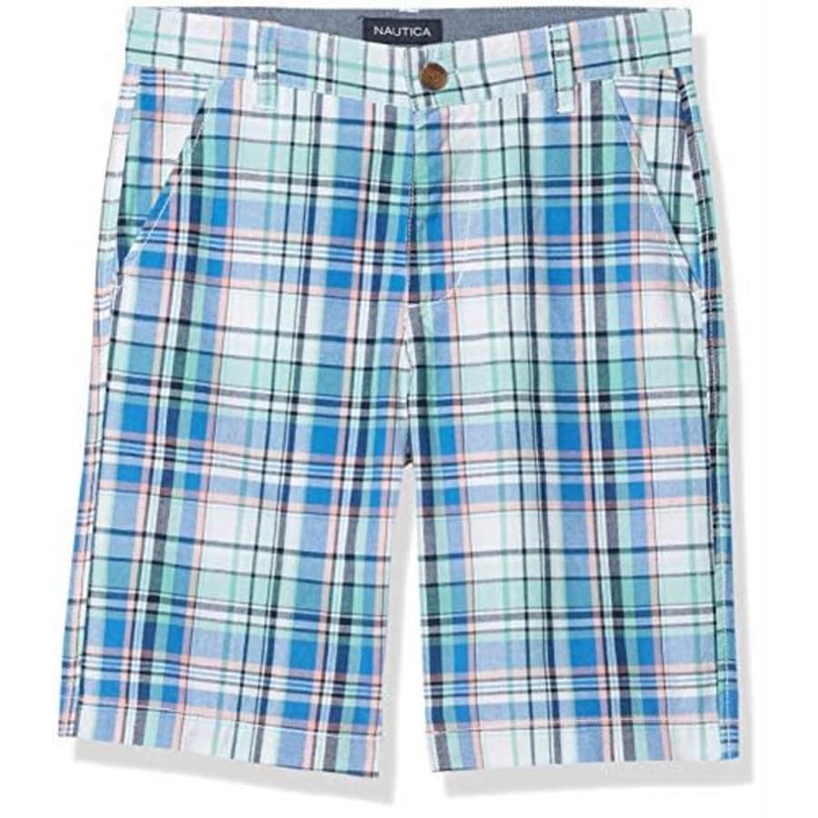 Nautica Boys' Flat Front Printed Shorts, White, 6 for $18