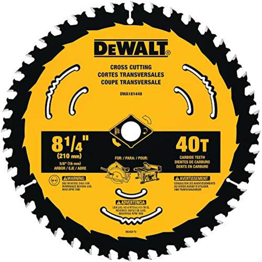 DEWALT DWA181440 8-1/4-Inch 40-Tooth Circular Saw Blade for $37