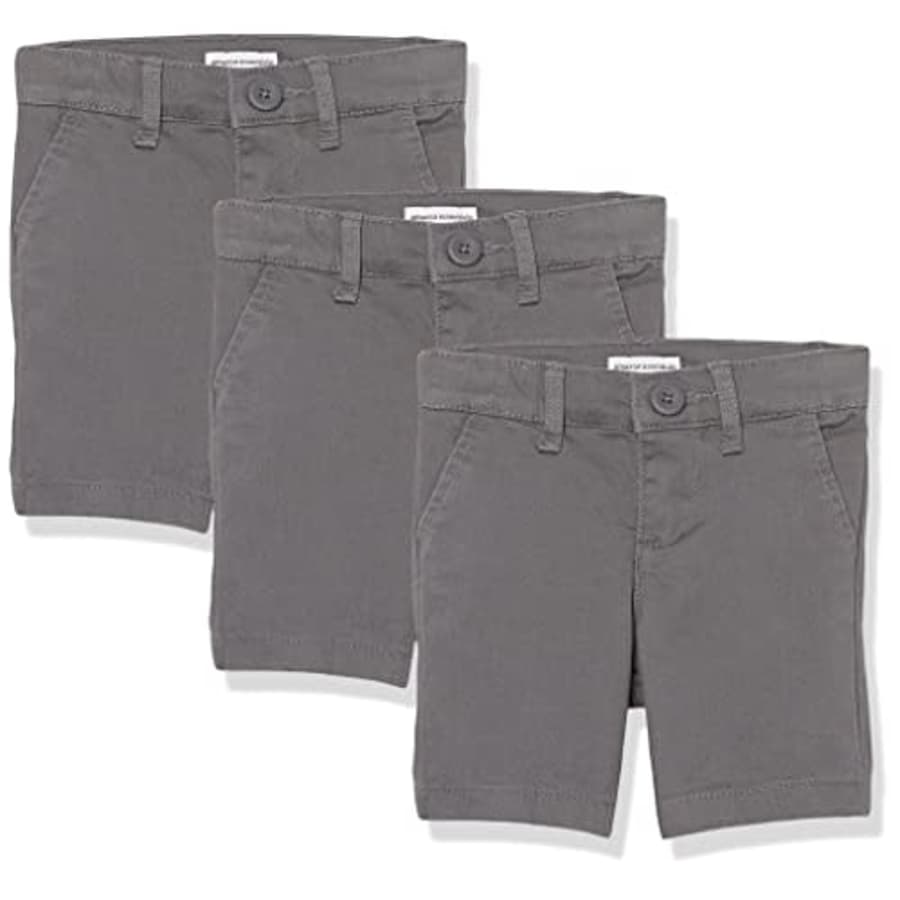 Amazon Essentials Girls' Uniform Shorts, 3-Pack Grey, 2T for $14