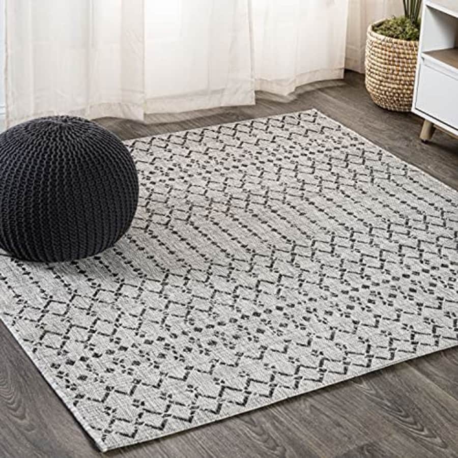 JONATHAN Y SMB108E-5SQ Ourika Moroccan Geometric Textured Weave Indoor Outdoor Area Rug, Bohemian, for $43