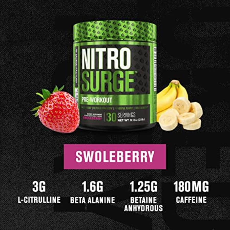 Jacked Factory NITROSURGE Pre Workout Supplement - Endless Energy, Instant Strength Gains, Clear Focus, Intense for $10