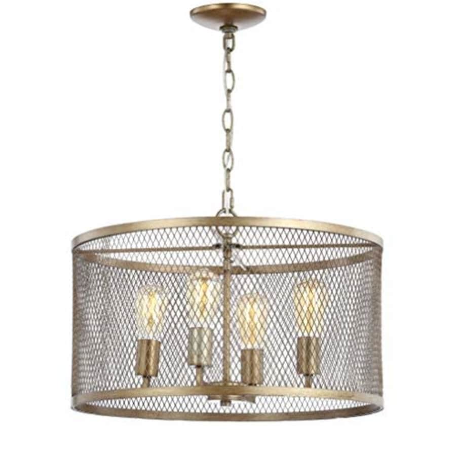 JONATHAN Y JYL6703A Pen 4-Light 20" Iron Adjustable Industrial Mesh Drum LED Chandelier Pendant for $153