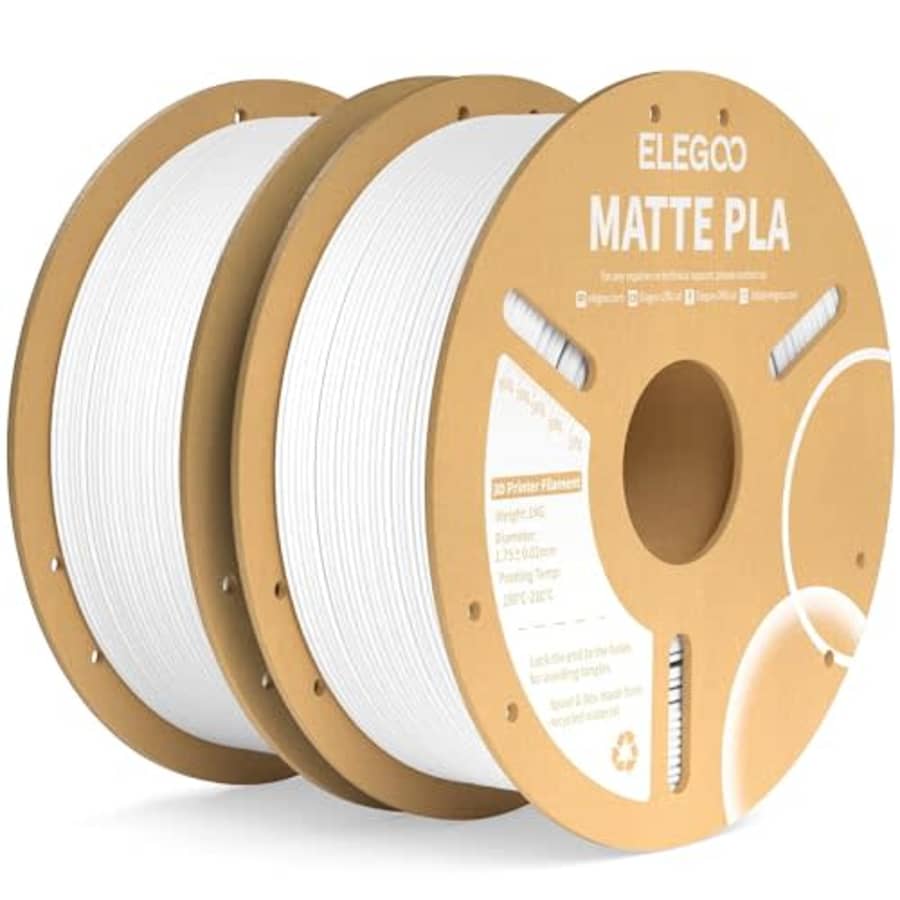 ELEGOO Matte PLA Filament Matte White 2KG, 1.75mm 3D Printer Filament Dimensional Accuracy +/- for $30 ELEGOO Matte PLA Filament Matte White 2KG, 1.75mm 3D Printer Filament Dimensional Accuracy +/- for $30