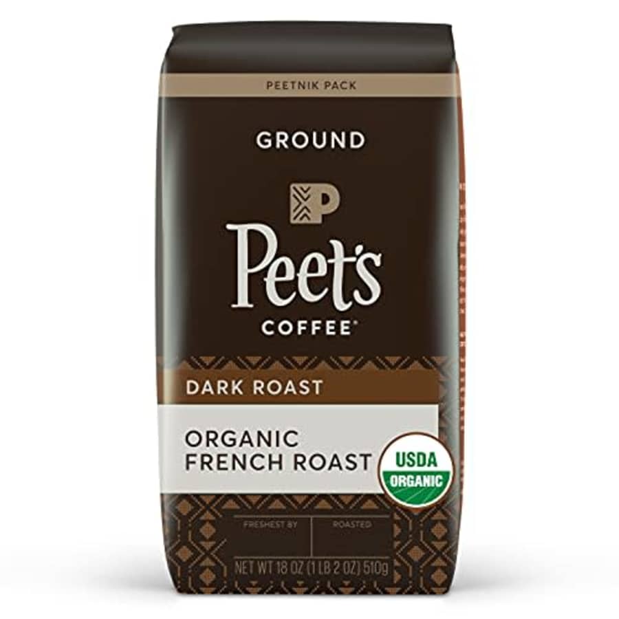Peet's Coffee, Organic French Roast - Dark Roast Ground Coffee - 18 Ounce Bag, USDA Organic for $13 Peet's Coffee, Organic French Roast - Dark Roast Ground Coffee - 18 Ounce Bag, USDA Organic for $13