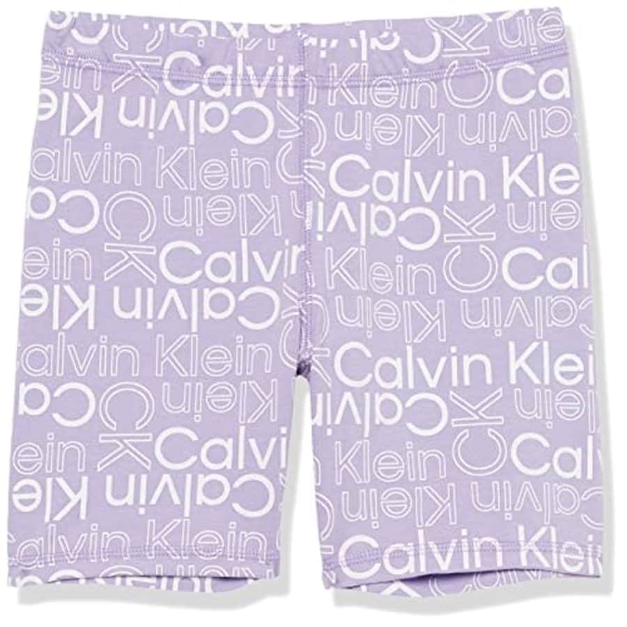 Calvin Klein Girls' Performance Bike Shorts, Violet Tulip Logo, 8-10 for $14