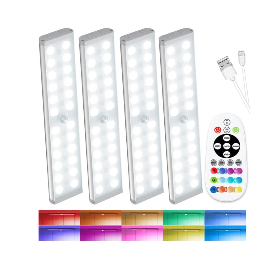 58-LED RGB Motion Sensor Under Cabinet Lights 4-Pack for $21 58-LED RGB Motion Sensor Under Cabinet Lights 4-Pack for $21