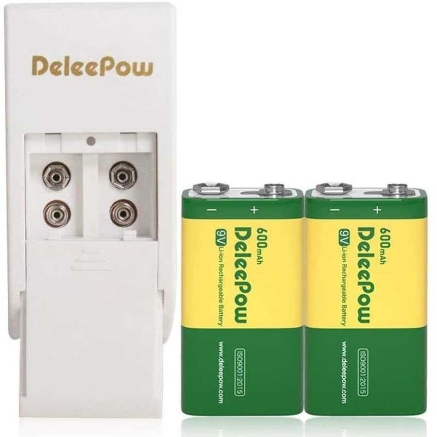Deleepow 9V Rechargeable Battery 2-Pack with Charger for $8