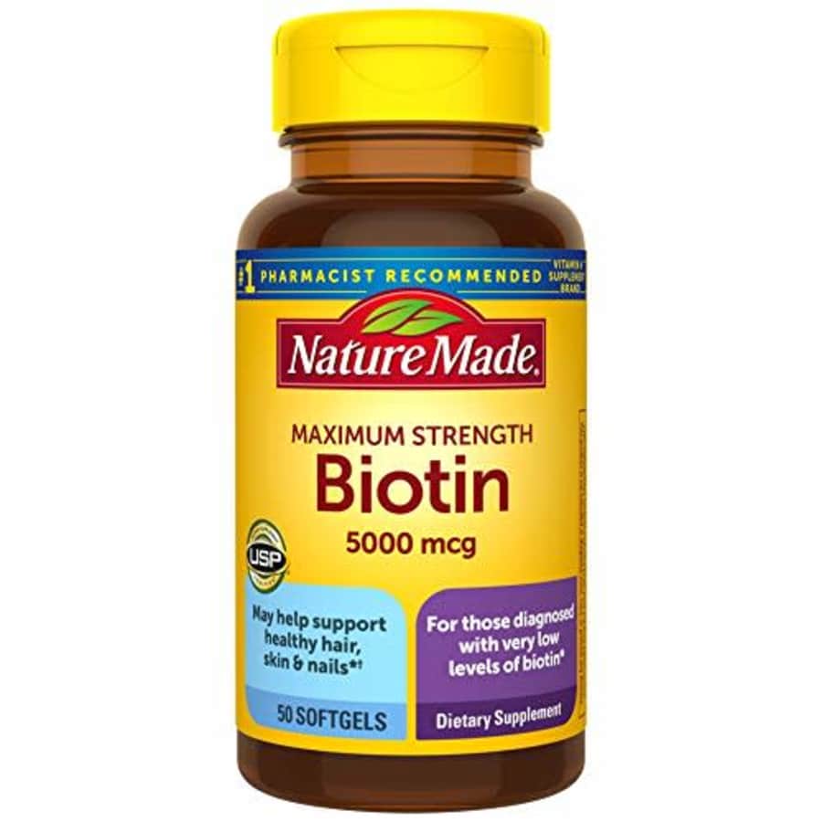 Nature Made Maximum Strength Biotin 5000 mcg Softgels, 50 Count (Packaging May Vary) for $6 Nature Made Maximum Strength Biotin 5000 mcg Softgels, 50 Count (Packaging May Vary) for $6
