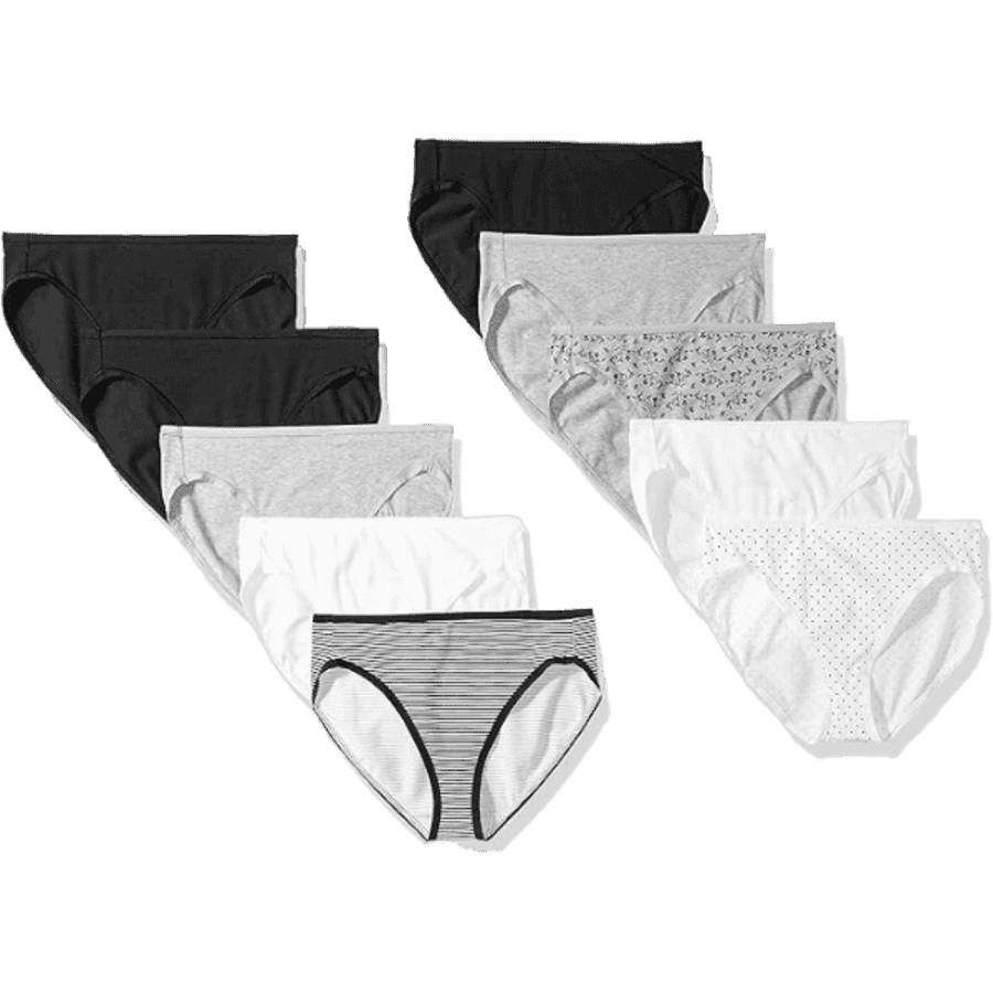 Amazon Essentials Women's Cotton High Leg Briefs 10-Pack for $11