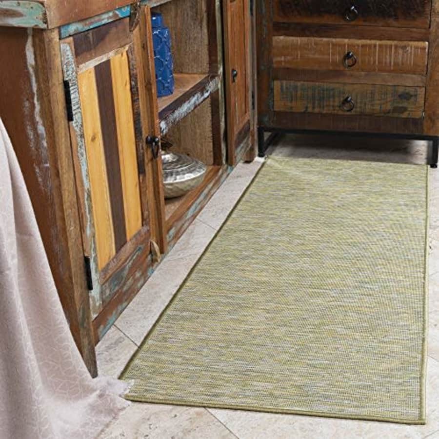 Ottomanson Sundance Collection Reversible Outdoor Runner Rug, 2'7" X 7', Green for $24