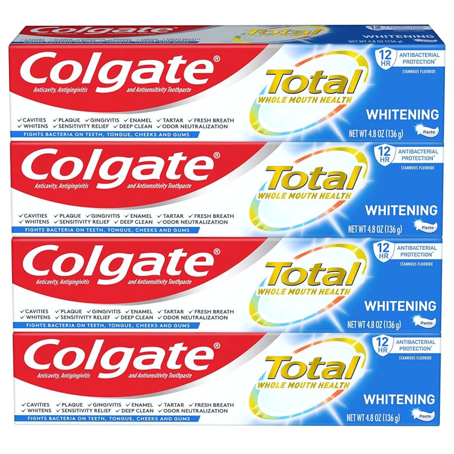 Colgate Total Whitening Toothpaste 4.8-Oz. Tube 4-Pack for $22