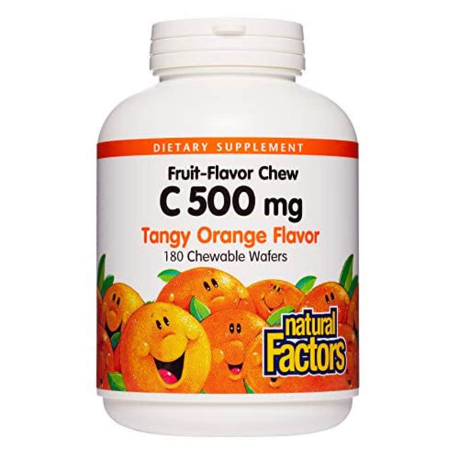 Natural Factors, Vitamin C 500 mg, Kids Chewable, Tangy Orange, Vegan, Non-GMO, 180 wafers (180 for $19