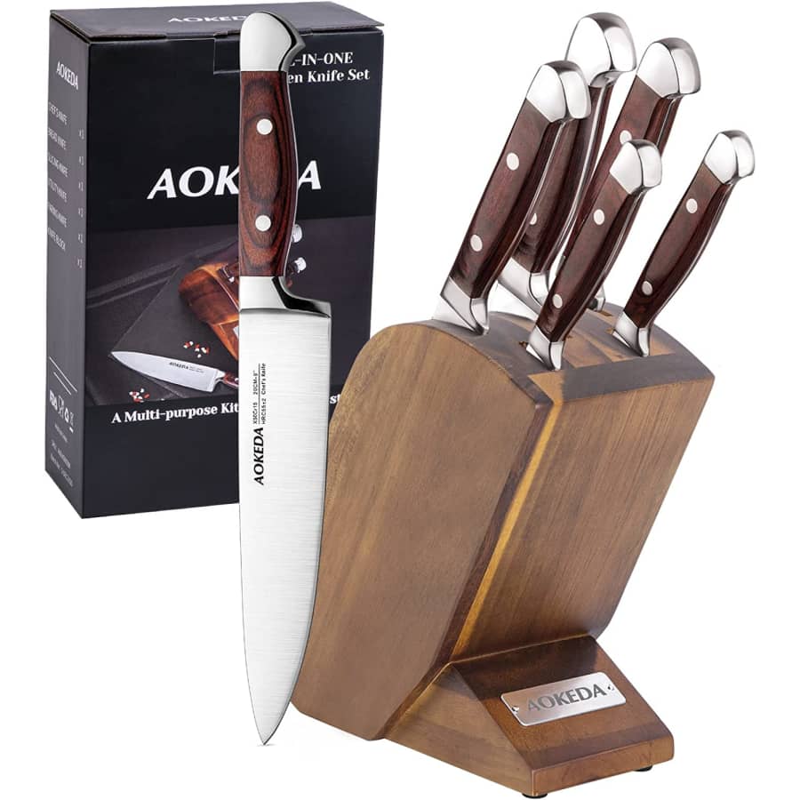 Aokeda 6-Piece Kitchen Knife Set for $22